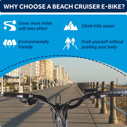 Avalon 16-In Electric Beach Cruiser Bike | Hybrid E-Bike for Adults, Thumb Throttle and Pedal Assist | with Speed Sensor, Storage Rack, Bell, Water Bottle Bracket | Light Blue