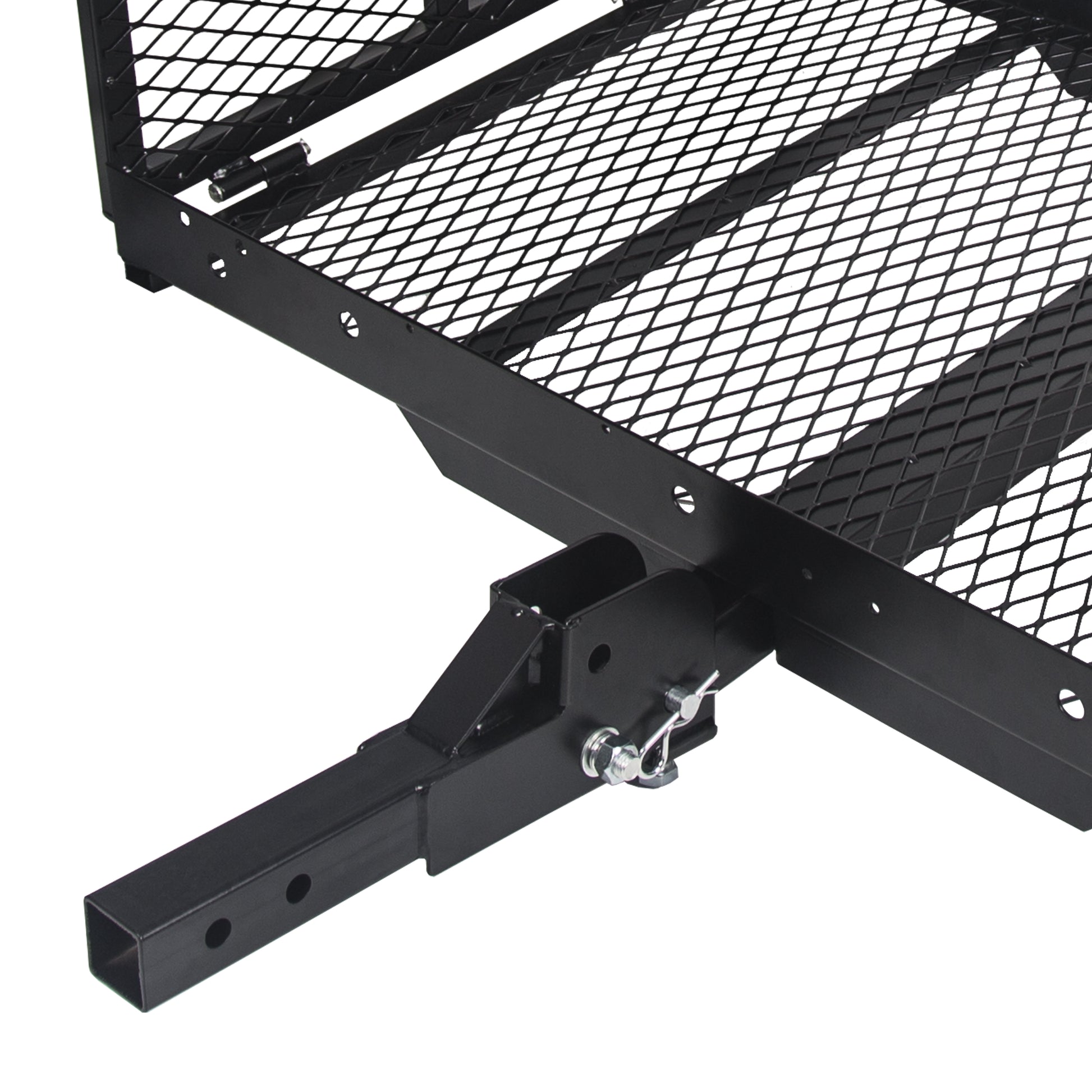 Hitch Mounted Cargo Carrier Mobility Scooter and Wheelchair Carrier Rack with Loading Ramp Luggage Basket Disability Medical Lift Rack