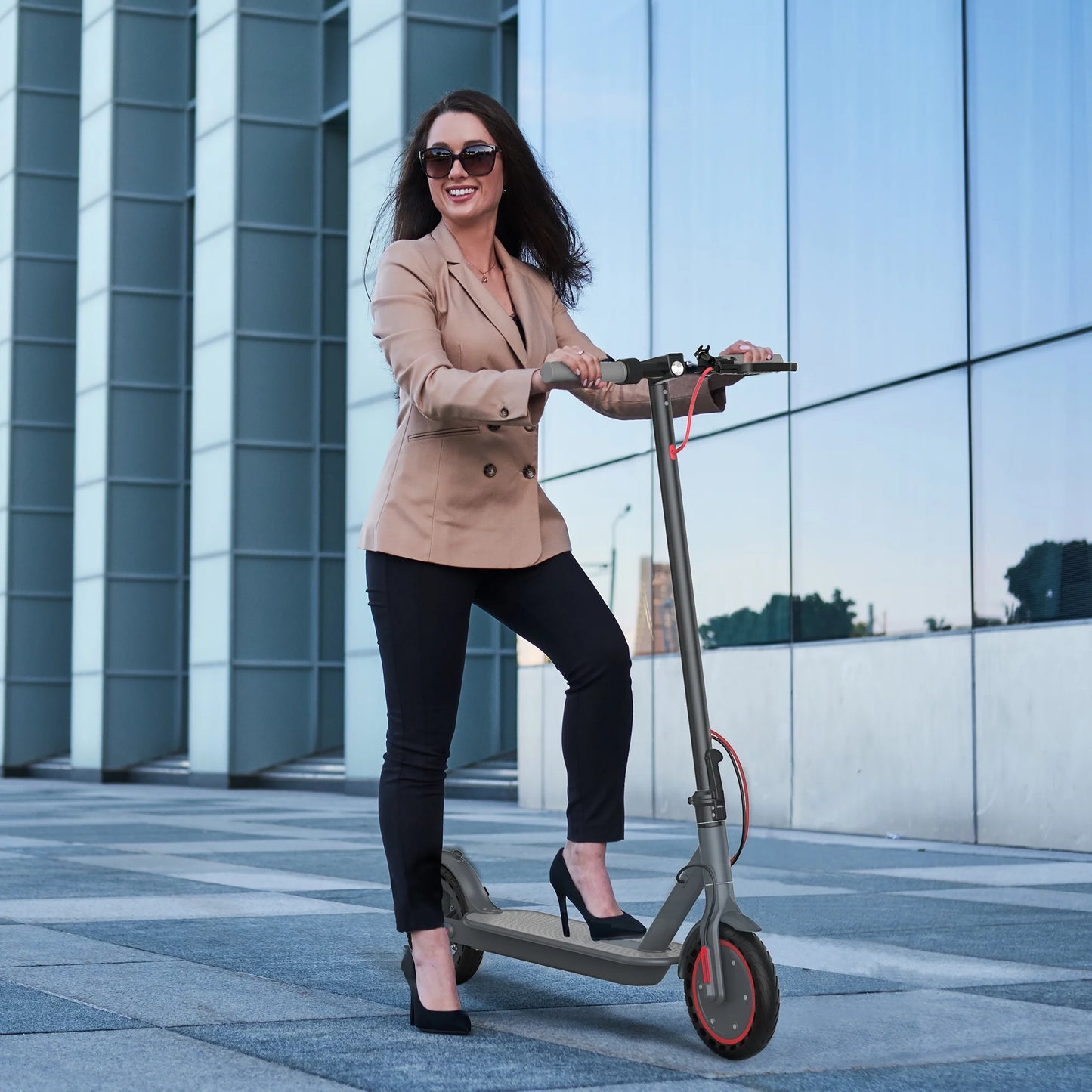 J078 Electric Scooter for Men and Women 8.5" Solid Tire 19Mph Power by 350W Motor Max 21 Mile Range Folding Commuting E Scooter