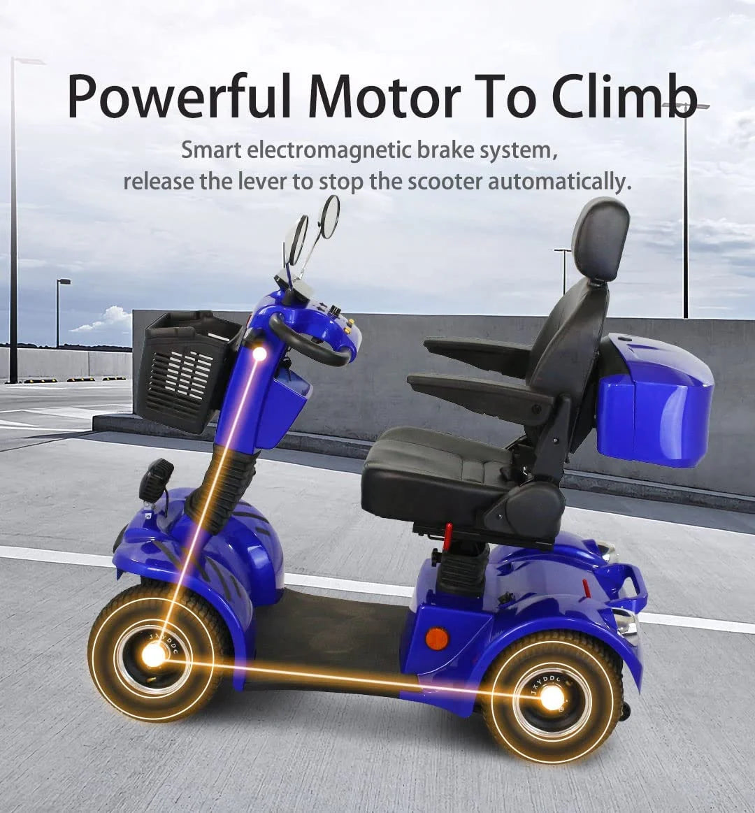 Featherlite 4-Wheel Mobility Scooter with Charger, Blue, 350 Lb Limit