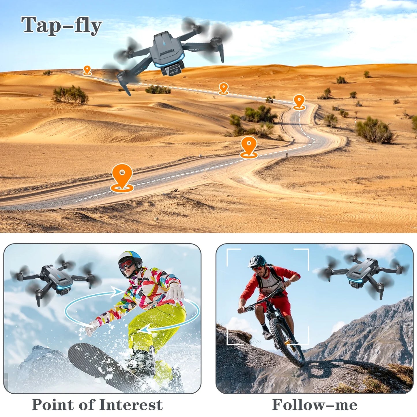GPS Drones with Camera for Adults, F194 1080HD Foldable Lightweigh Drones Quadcopter for Beginner and Adults, Follow Me, 2 Battery.