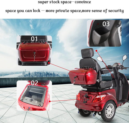 Secure 4-Wheel Mobility Scooter with Adjustable Seat & Charger, Red,