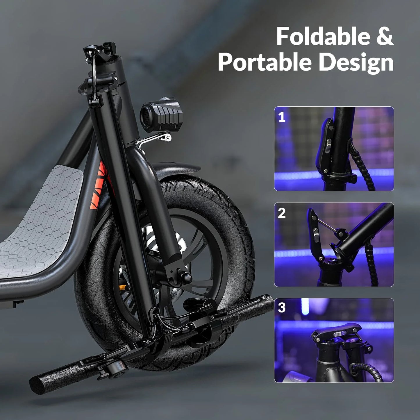 W18S 450W Motor Electric Scooter for Adults with Seat and Carry Basket, 36V 20Miles Range & 15.5Mph, 12" Foldable E Scooter for Commuting