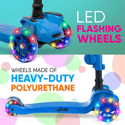 Fitness HURFS56.5 - Scoot Kid 3-Wheel Kids Scooter - Child & Toddler Toy Scooter with Built-In LED Wheel Lights, Fold-Out Comfort Seat (Ages 1+)