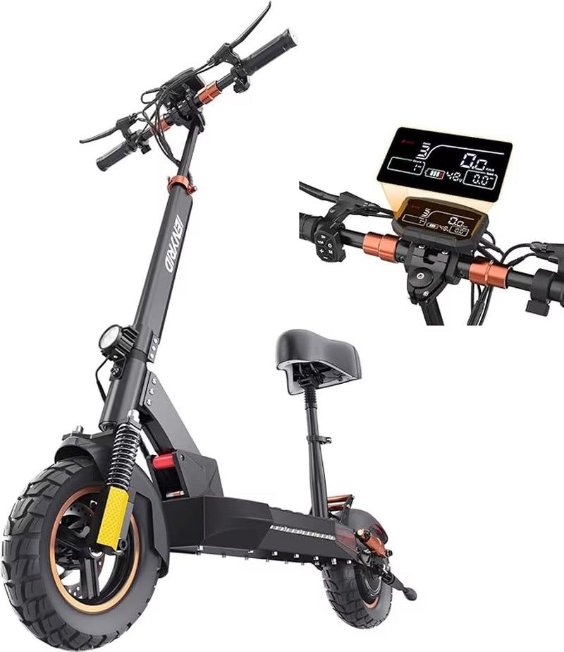Electric Scooter for Adult Commuters with Seat 800W Foldable Adults Escooter 28 MPH & 20 Miles with 48V 10AH Li-Battery & 10" Off-Road Vacuum Tire,264 Lbs Capacity