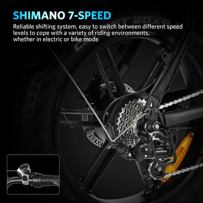 Electric Bike for Adults, Peak 1000W Electric Bicycles, 20X4.0" Fat Tire Ebike, 48V/15Ah Battery, Mountain Bike up to 31MPH, Dual Disc Brakes E-Bike, Front Suspension, E Bike UL2849