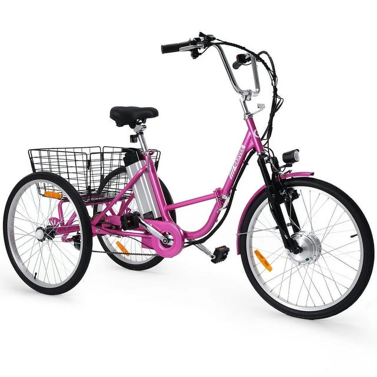 Folding Electric Trike for Adults - Powerful 250W Motor, 7 Speeds, 24/26 Inch 3 Wheel Motorized Bicycle, Removable 36V 10Ah Battery, Large Basket, 330 Lb Loading Capacity