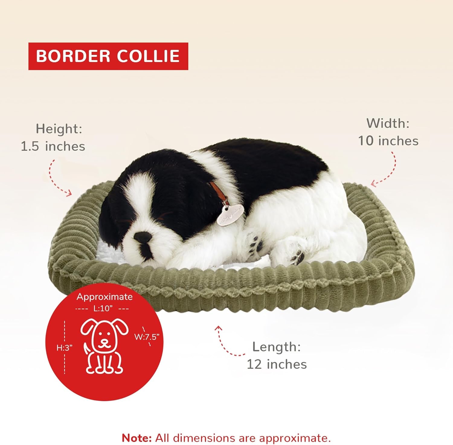 Border Collie, Toys for Kids and Elderly, Realistic Dog Stuffed Animals, Battery-Operated Stuffed Dog, Companion Interactive Pets with Synthetic Fur