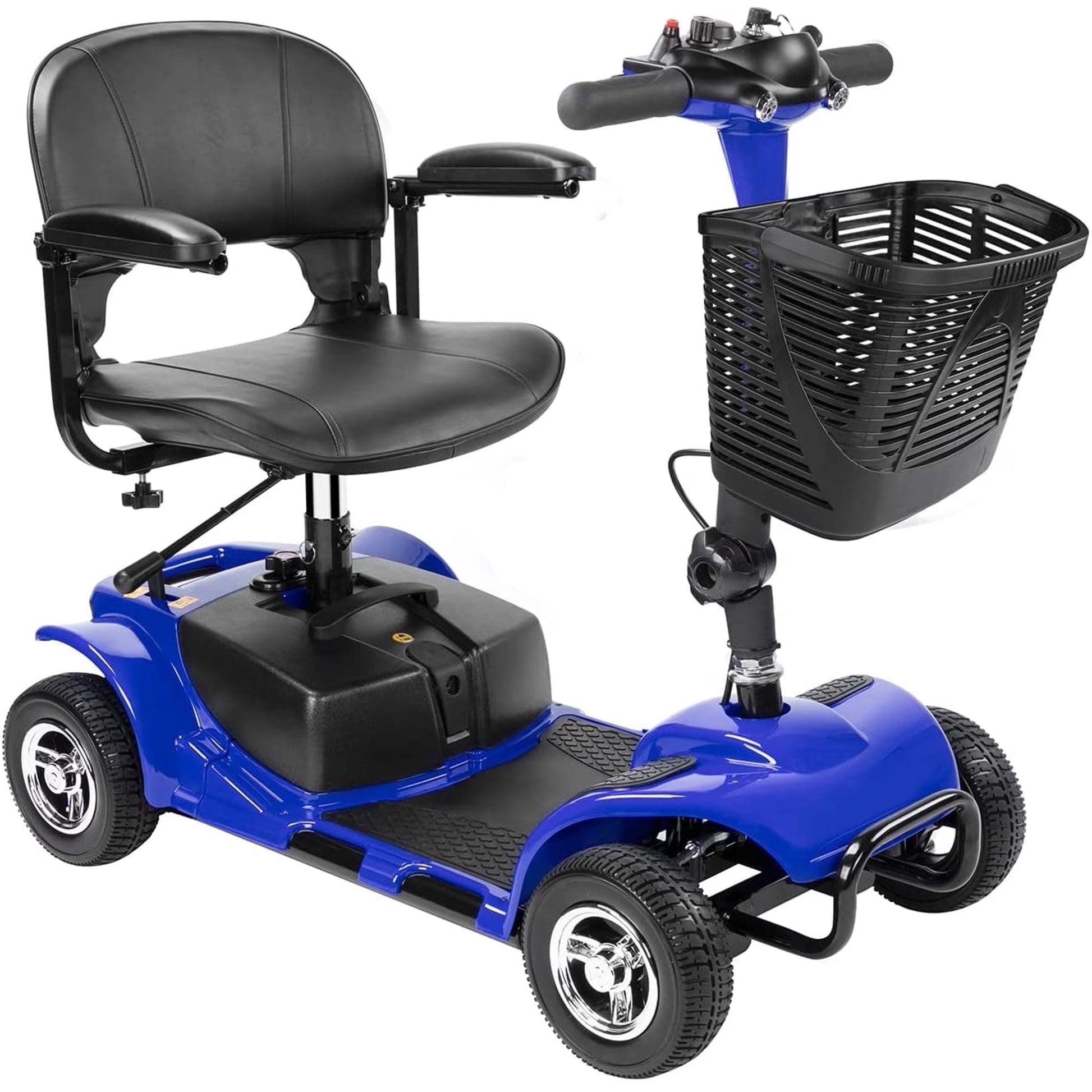 Upgrade 4 Wheels Mobility Scooter for Seniors, Foldable Electric Powered Mobility Wheelchair for Adult, 350Lbs, Blue