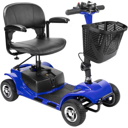 Upgrade 4 Wheels Mobility Scooter for Seniors, Foldable Electric Powered Mobility Wheelchair for Adult, 350Lbs, Blue