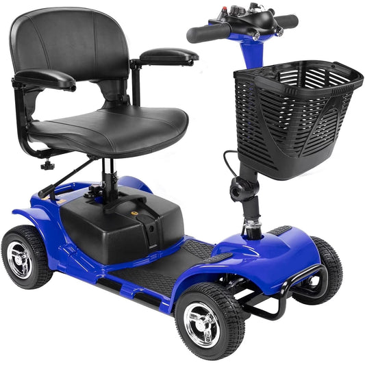 Upgrade 4 Wheels Mobility Scooter for Seniors, Foldable Electric Powered Mobility Wheelchair for Adult, 350Lbs, Blue