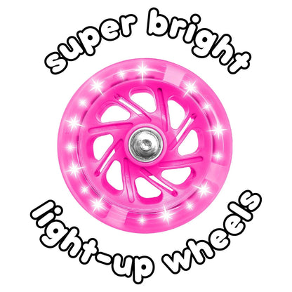 Jr 3 Wheel Scooter & Helmet - Pink 3+ - Super-Bright Light up Wheels - Unisex