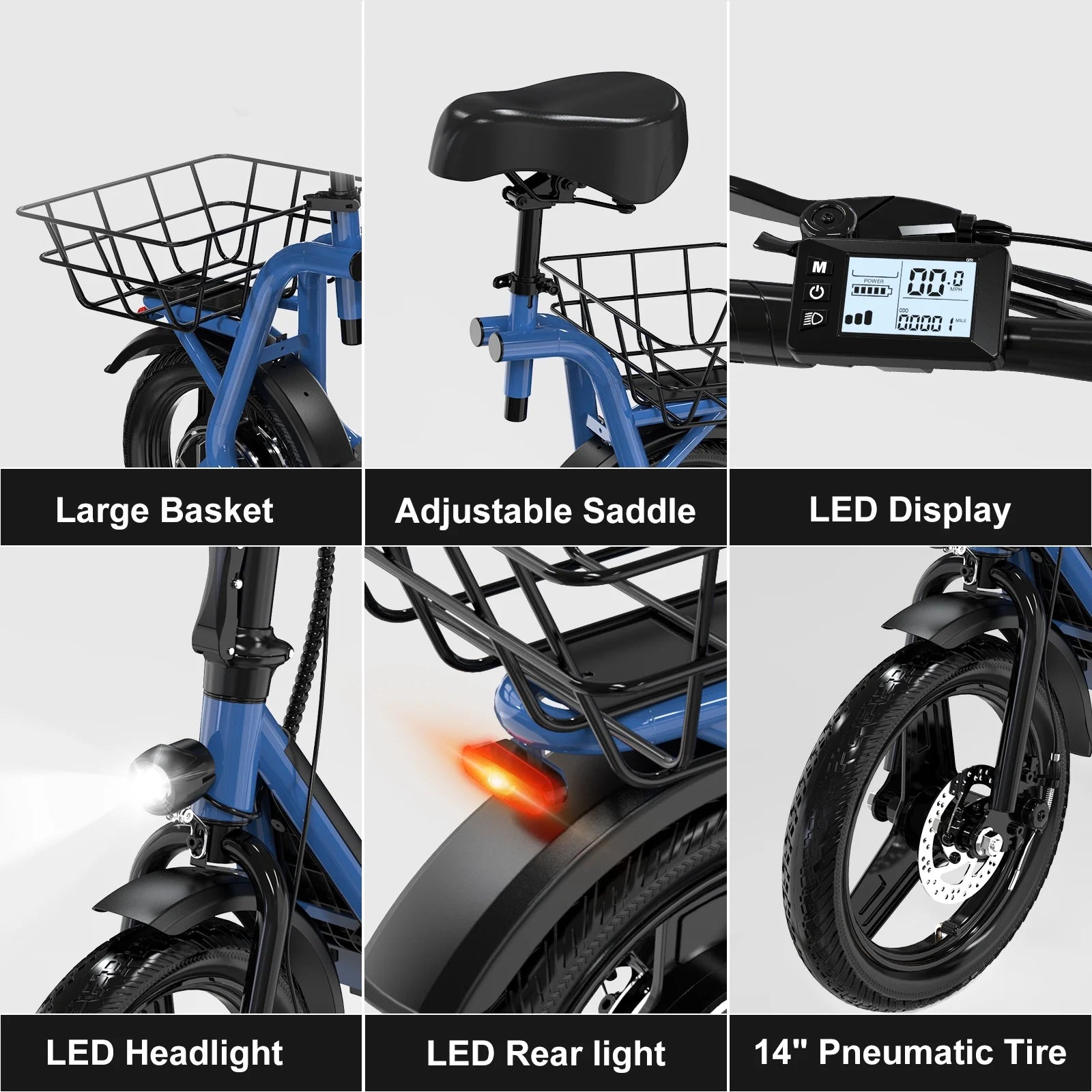 Electric Scooter Ebike, 400W Foldable Scooter with Seat 18.6Mph/7.8Ah Battery, 14In Adult Electric Bicycle E Scooter HS5