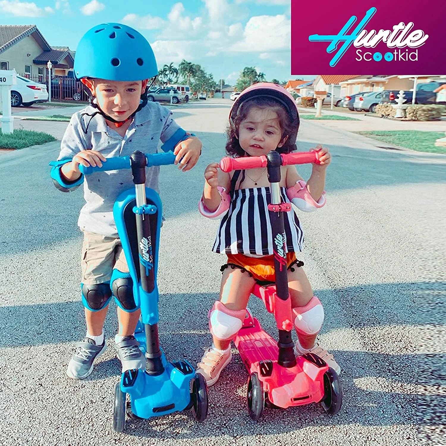 Fitness HURFS56.5 - Scoot Kid 3-Wheel Kids Scooter - Child & Toddler Toy Scooter with Built-In LED Wheel Lights, Fold-Out Comfort Seat (Ages 1+)