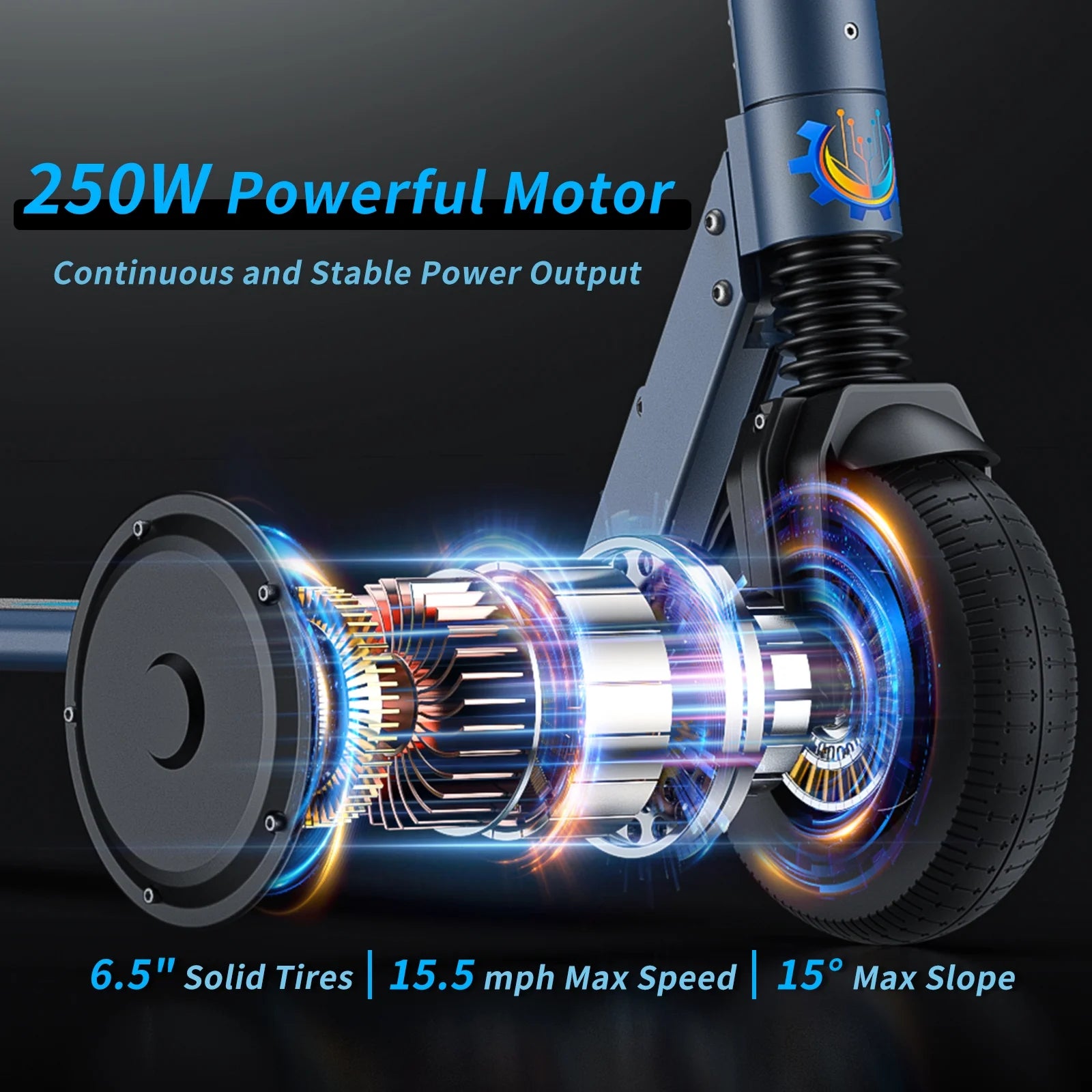 Electric Scooter for Adults & Teens, 15 Miles Range & 15 Mph, 250W Adult Electric Scooter with LED Display and Braking System, Foldable Commute E Scooter,Blue