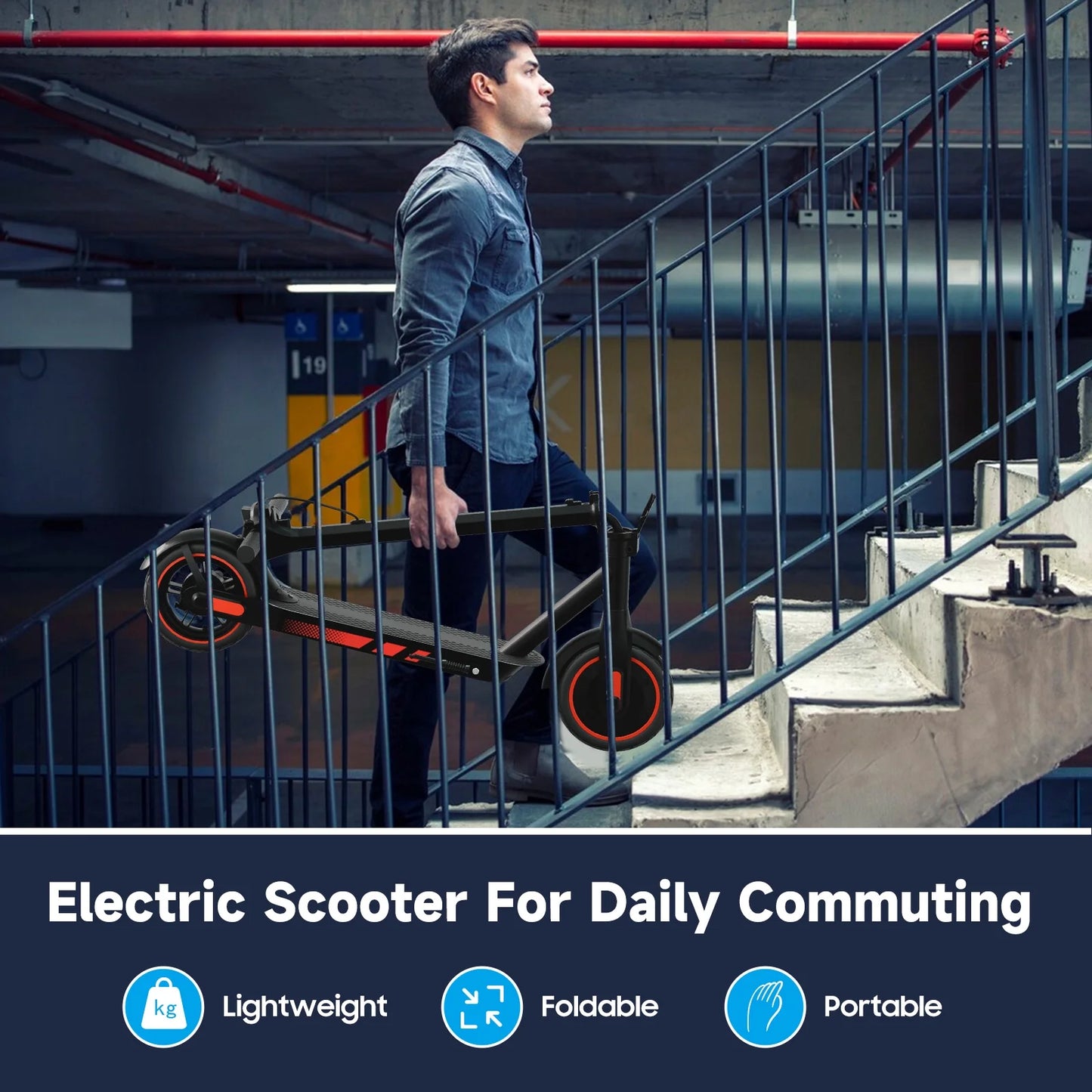 Electric Scooter for Adults, 500W Motor, 10"Air Tires, up to 22 MPH and 22-28 Miles Range, Foldable Commuter E Scooter with Drum Braking System and Smart APP Control Red