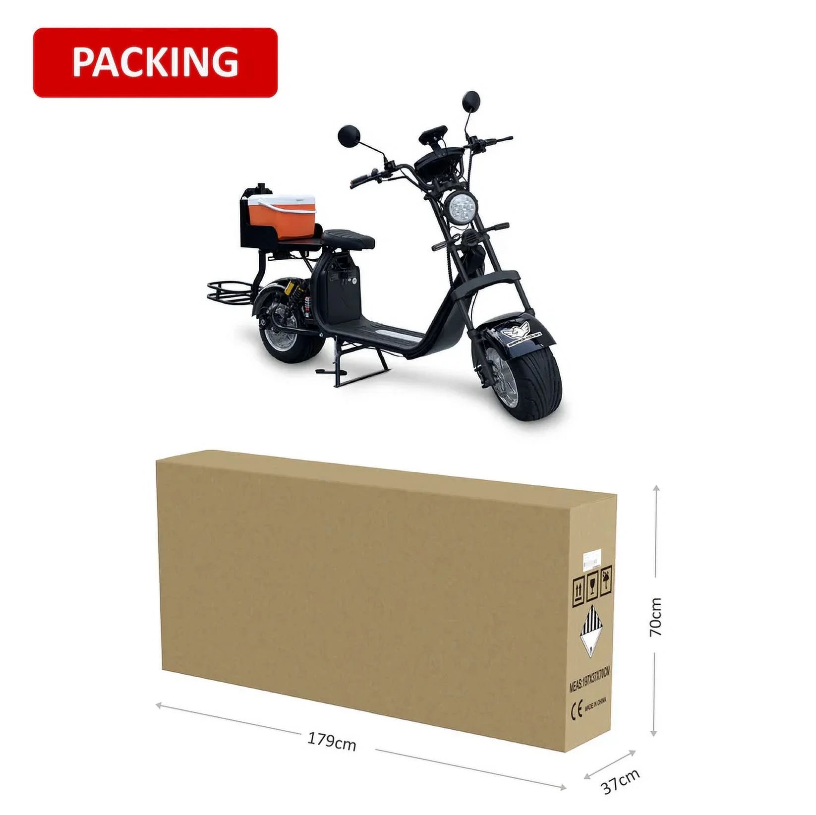 D2 Electric Bike Moped for Adults Fat Tire Golf Cart 2000W Motor 80-Mile Range 20MPH Top Speed Dual Batteries Hydraulic Brakes Motorcycles