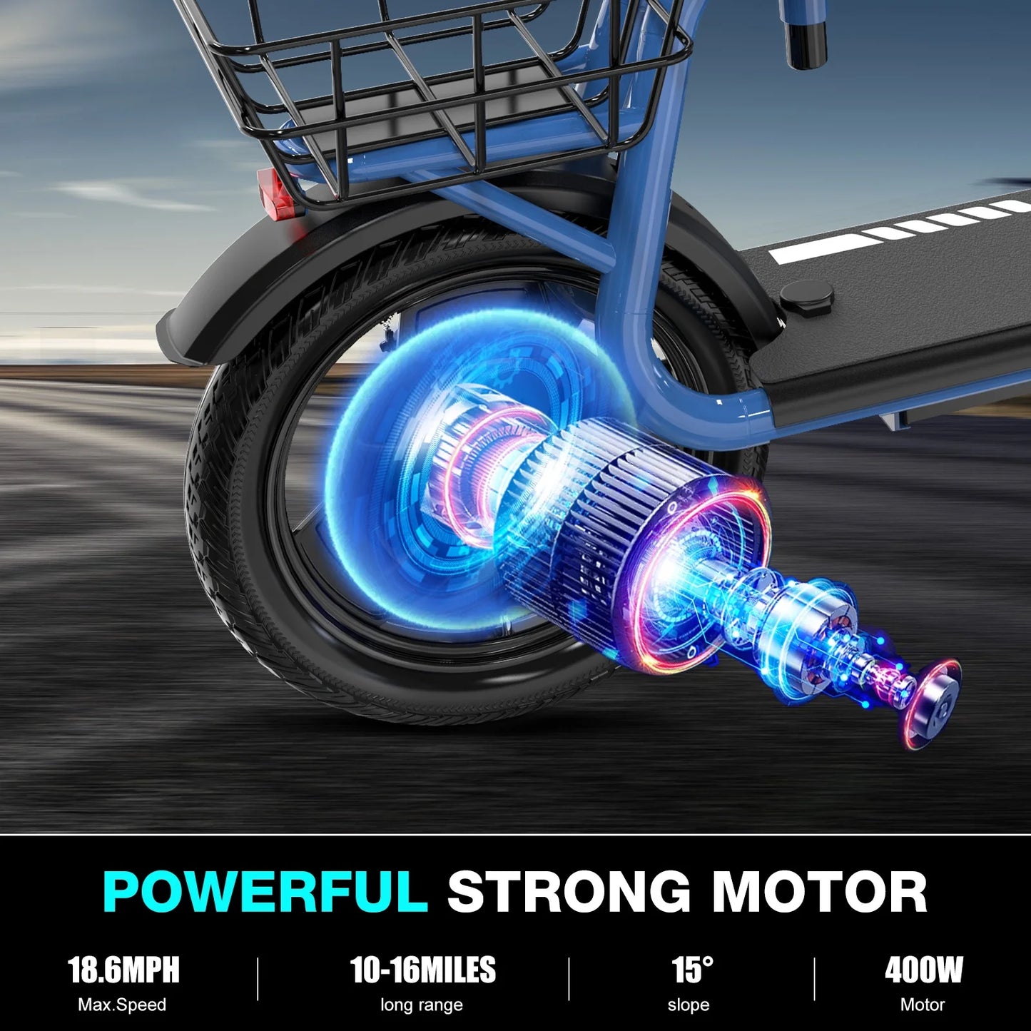 Electric Scooter Ebike, 400W Foldable Scooter with Seat 18.6Mph/7.8Ah Battery, 14In Adult Electric Bicycle E Scooter HS5