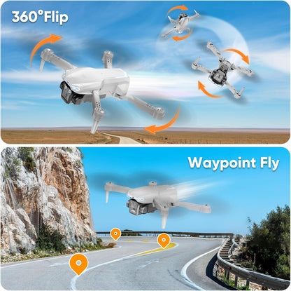 1080P HD Foldable Drone with Camera for Adults & Kids, RC Quadcopter with One-Key Takeoff/Landing, Altitude Hold, Waypoint Flight, 360° Flip, 2 Batteries, Easy-To-Fly Toy for Boys and Girls