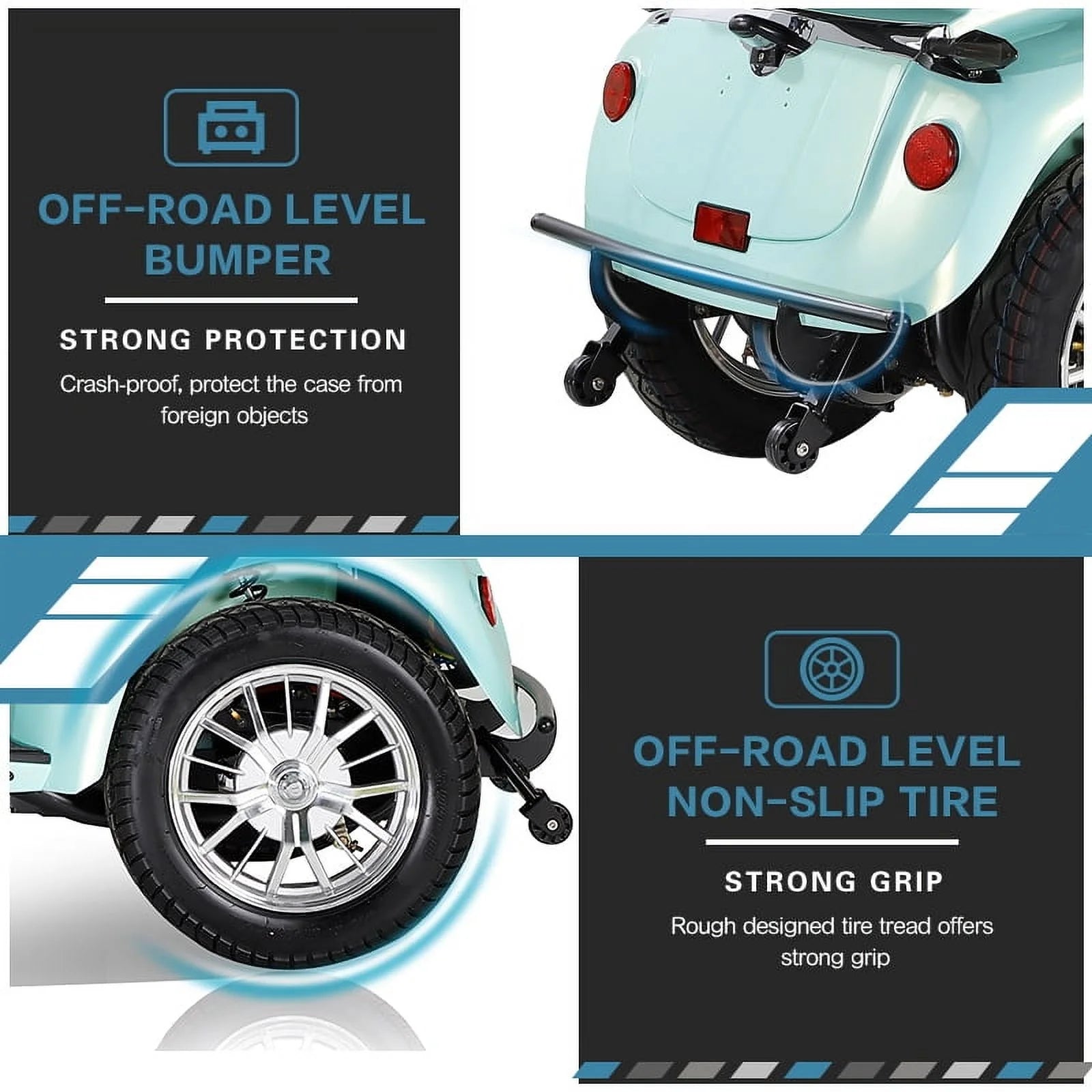 Mobility Scooter with Adjustable Seat & Storage Box, 4-Wheel, 800W Green