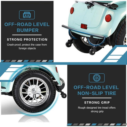 Mobility Scooter with Adjustable Seat & Storage Box, 4-Wheel, 800W Green