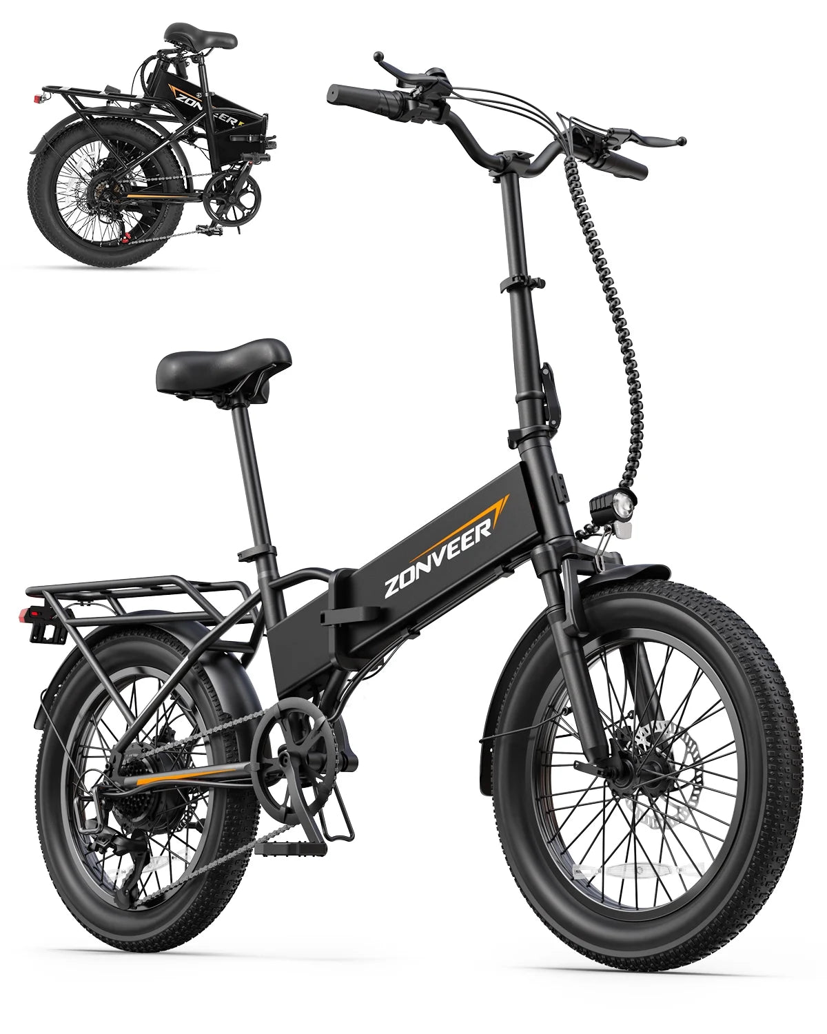 Folding Electric Bike for Adults - 7-Speed Mountain Ebike with Peak 1200W 28MPH Brushless Motor, 48V10.4Ah Removable Battery, 20X3.0 Fat Tire UL2849