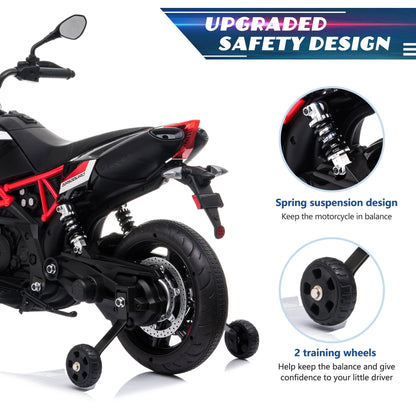 Aprilia Licensed 12V Ride on Motorcycle Electric Motorbike for Kids Child Toys W/Training Wheels, Music, LED Lights, MP3, USB