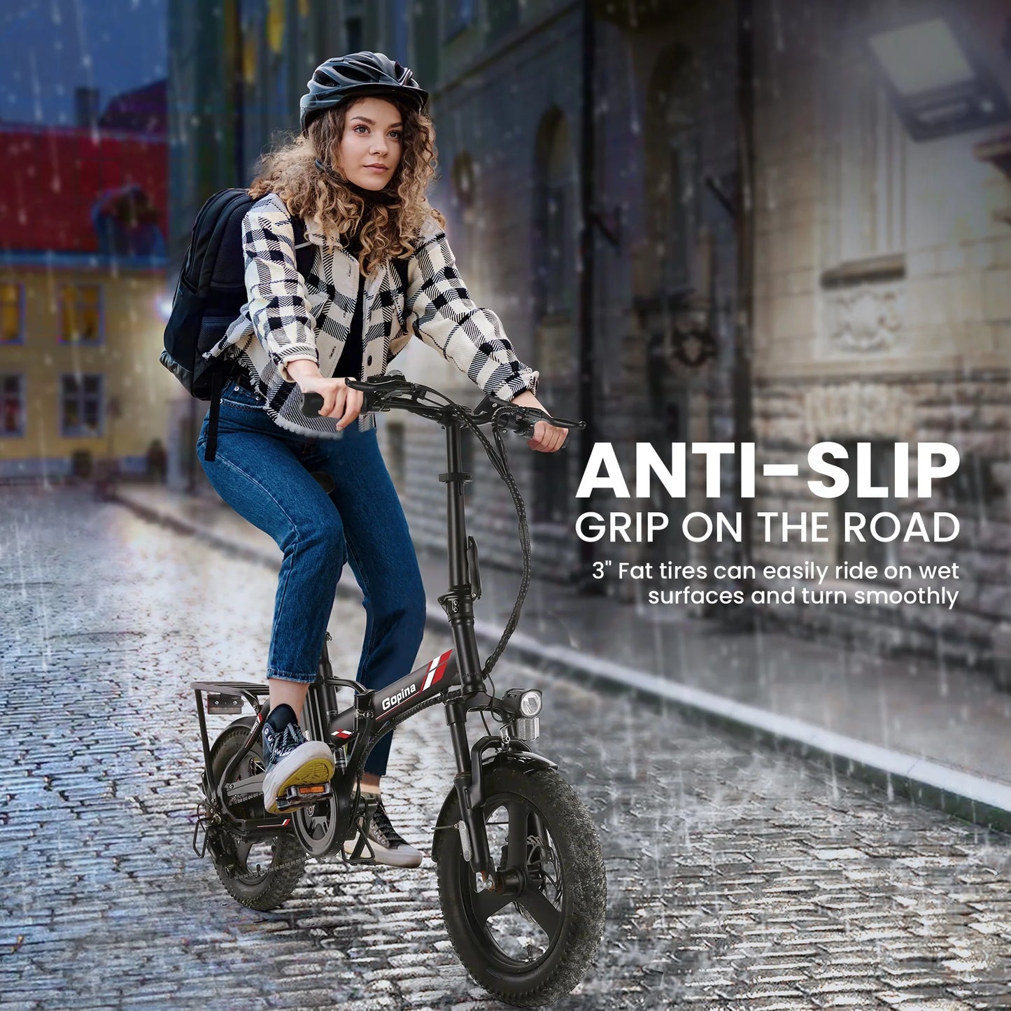 Electric Bike 16" X 3.0 Fat Tire Electric Bike 48V 350W Adult Folding Electric Bike 19.8MPH Urban Commuter Electric Bike with Smart LCD Display