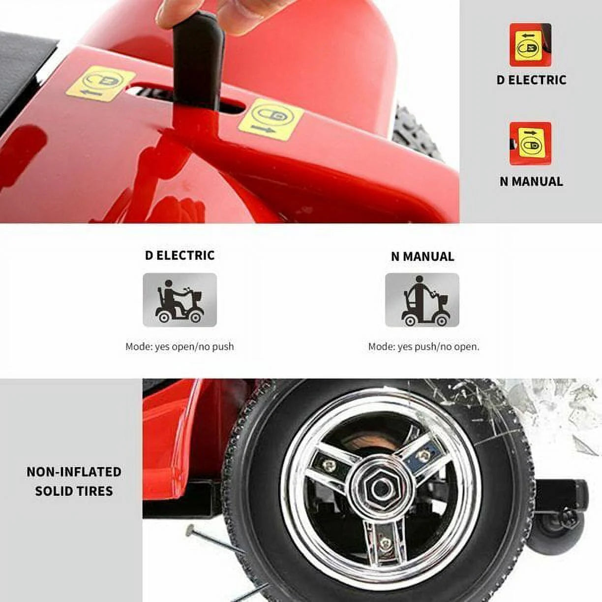 Upgrade 4 Wheels Mobility Scooter for Seniors, Foldable Electric Powered Mobility Wheelchair for Adult, 350Lbs, Red