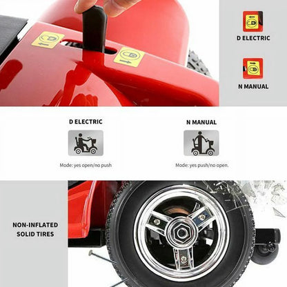 Upgrade 4 Wheels Mobility Scooter for Seniors, Foldable Electric Powered Mobility Wheelchair for Adult, 350Lbs, Red