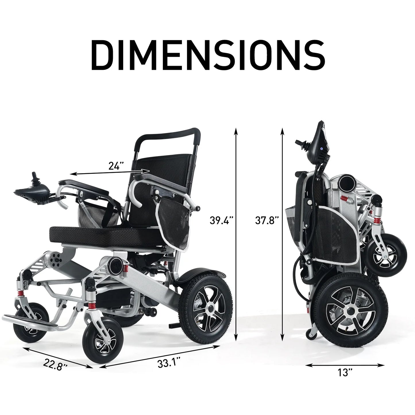 30 Miles Long Travel Range, Electric Wheelchairs for Adults Foldable Lightweight, All Terrain Motorized Wheelchair for Seniors Compact Portable, Two Batteries, Airline Approved