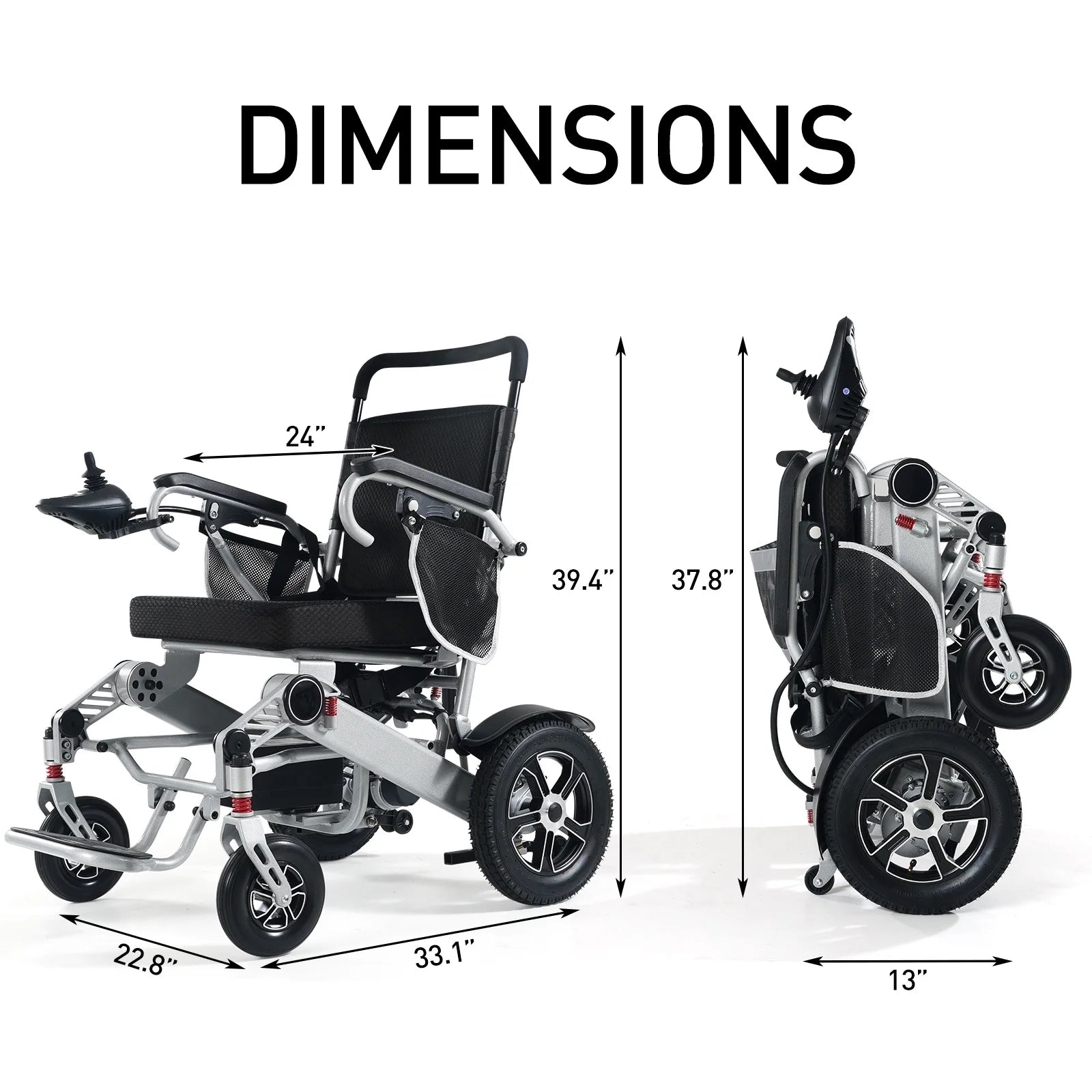 30 Miles Long Travel Range, Electric Wheelchairs for Adults Foldable Lightweight, All Terrain Motorized Wheelchair for Seniors Compact Portable, Two Batteries, Airline Approved