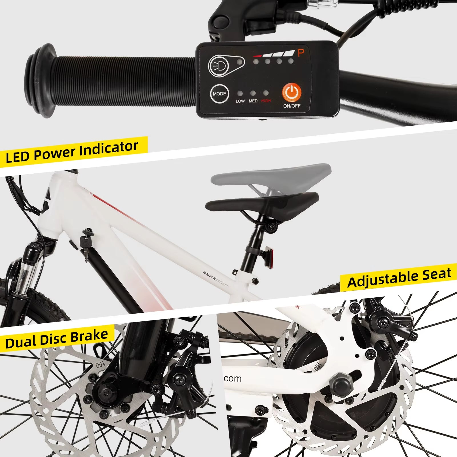 Electric Bike for Kids Teens Ages 7+ with 250W Motor, 15 Miles 15MPH Electric Mountain Bicycle Safe Mini E Bikes