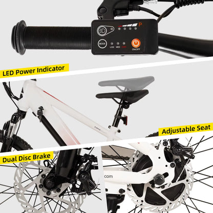 Electric Bike for Kids Teens Ages 7+ with 250W Motor, 15 Miles 15MPH Electric Mountain Bicycle Safe Mini E Bikes