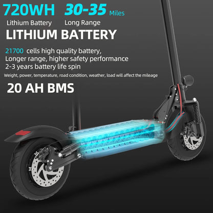 Electric Scooter with Seat for Adults,35 MPH MAX Speed ,1200W Foldable Escooter, 10 Inch Street Tire