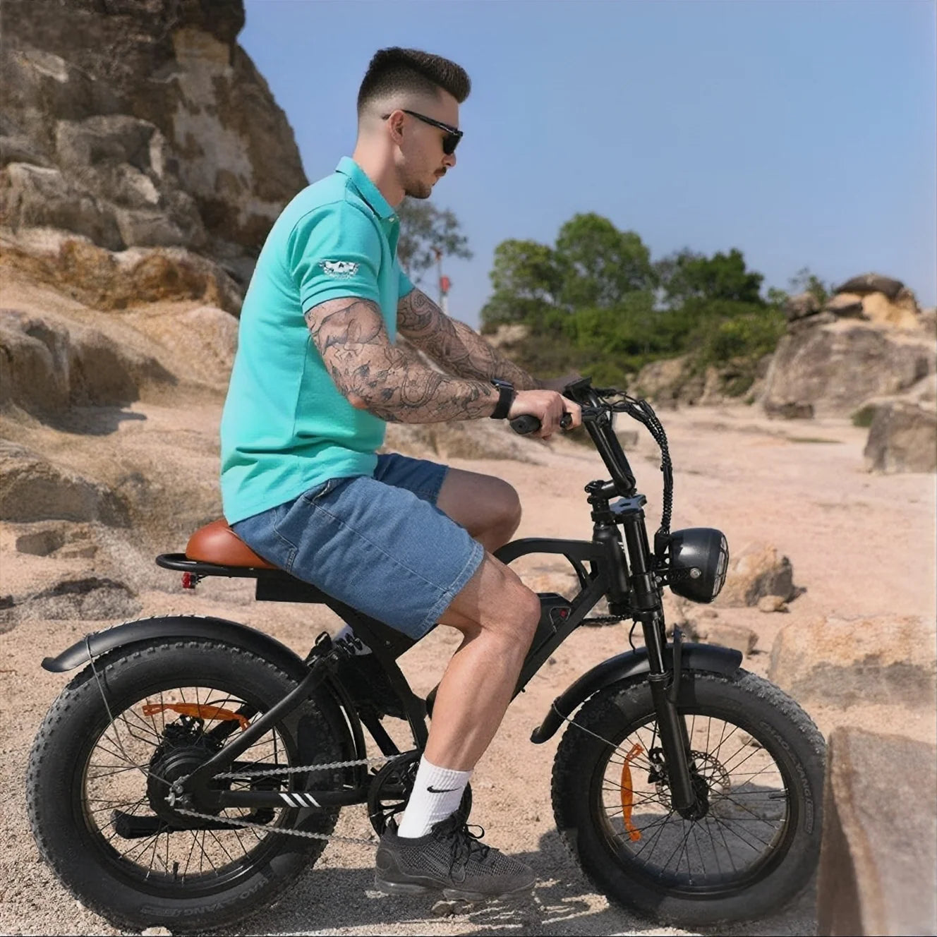 20"X 4.0 Fat Tire Electric Bicycle,1000W Peak Motor E-Bike Adults, 65 Miles Electric Bike with 20Mph,Dual Shock Absorber, 7-Speed,, 42V 10.4Ah Removable Battery