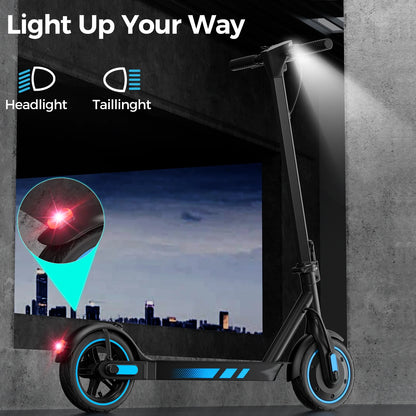 Electric Scooter for Adults, 500W Motor, 10"Air Tires, up to 22 MPH and 22-28 Miles Range, Foldable Commuter E Scooter with Drum Braking System and Smart APP Control Blue