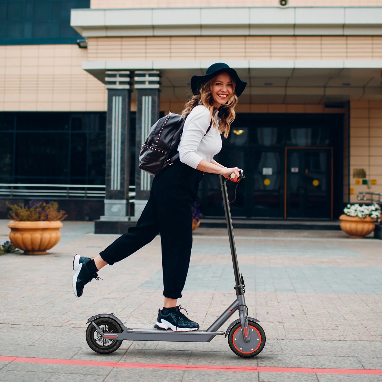 FK007 350W Motor Electric Scooter,19 MPH Top Speed, 21-Mile Range, 8.5”Wear-Resistant Solid Tires, Foldable & Lightweight for Commuting