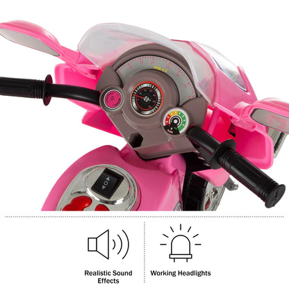 Lil’ Rider Electric Motorcycle for Kids - 3-Wheel Battery-Powered Toy Motorcycle for Kids Ages 3 to 6, (Pink)