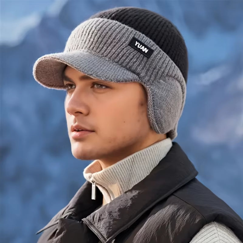 Winter Thermal Knitted Baseball Cap Thickened Ear Protection Warm Hat Windproof Men Women Outdoor Sports Running Hiking Beanie