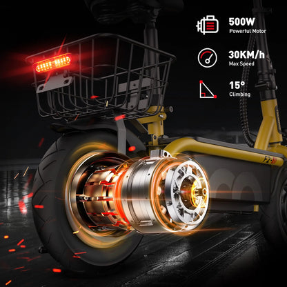 10" Tires Electric Scooter,500W Foldable Electric Scooter for Adult with Seat and Basket, up To18 Miles Range, Top Speed 19 MPH