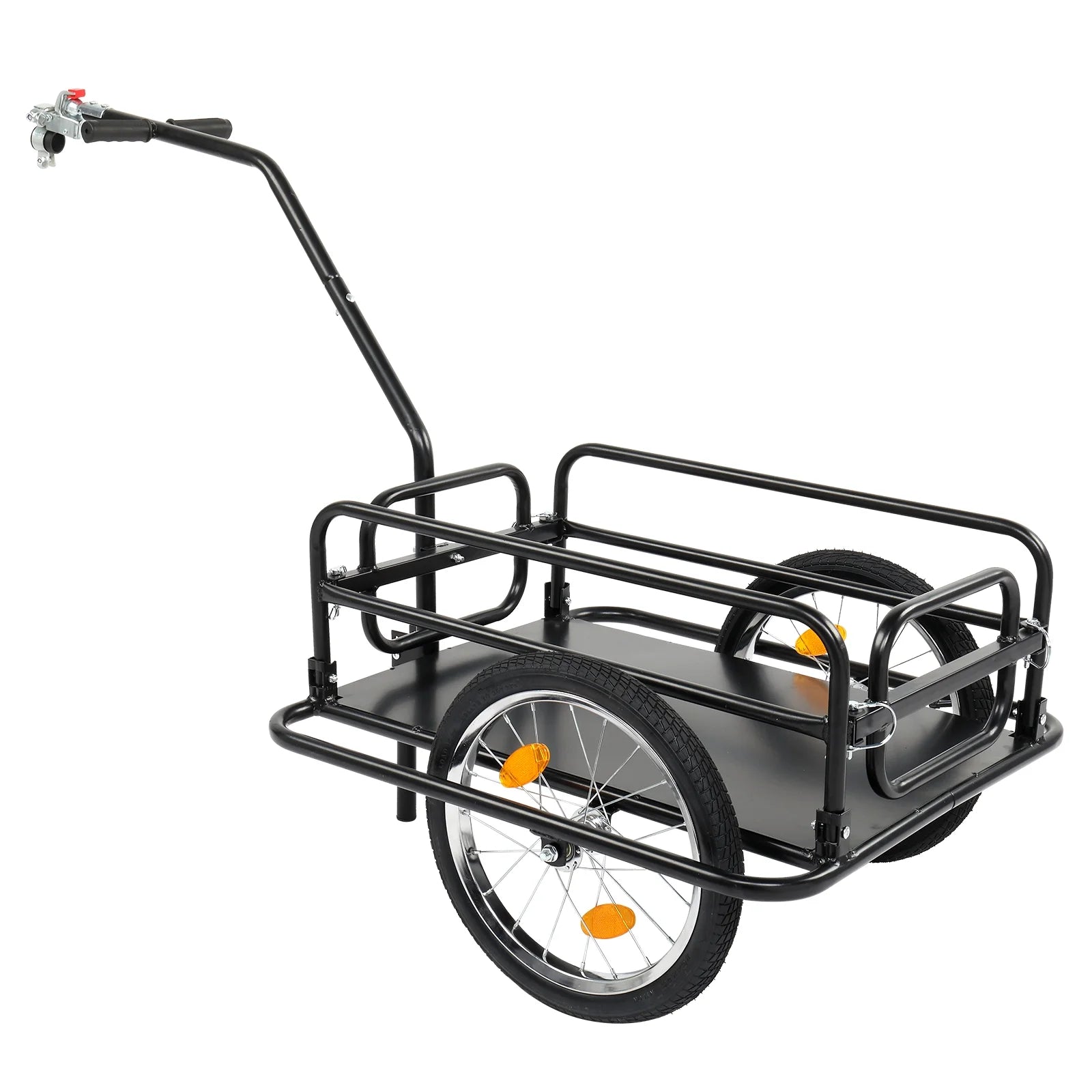 Bike Cargo Trailer, Steel Bicycle Cart, Quick Release Scooter Sports, Black