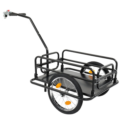 Bike Cargo Trailer, Steel Bicycle Cart, Quick Release Scooter Sports, Black