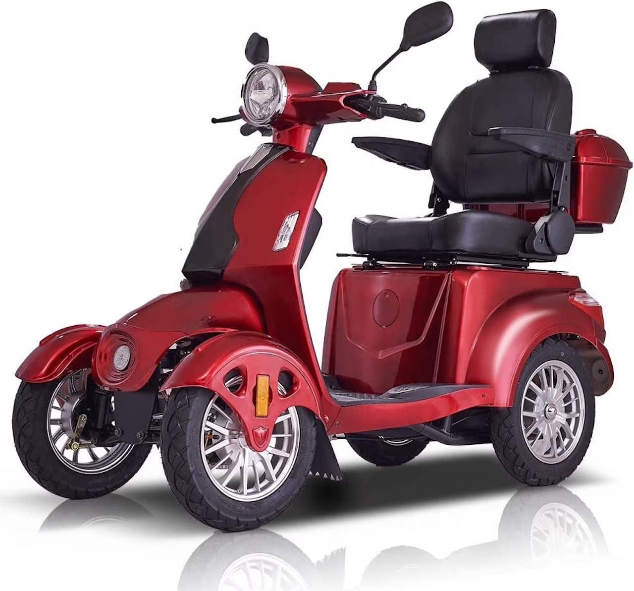 Secure 4-Wheel Mobility Scooter with Adjustable Seat & Charger, Red,