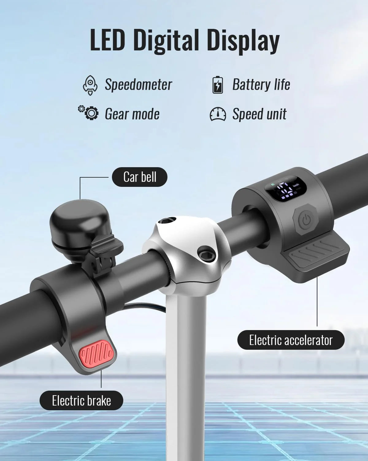 Electric Scooter for Kids, 180W Motor 10Mph Speed Electric Scooter with Adjustable Handlebar and LED Lights - Orange