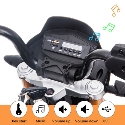 Aprilia Licensed 12V Ride on Motorcycle Electric Motorbike for Kids Child Toys W/Training Wheels, Music, LED Lights, MP3, USB