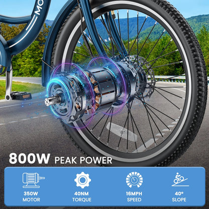 Electric Tricycle for Adults, 350W Electric Trike 7 Speed with 36V Removable Battery, 3 Wheel Electric Bikes for Women Men Seniors, 450Lb, 24/26 Inch Tire