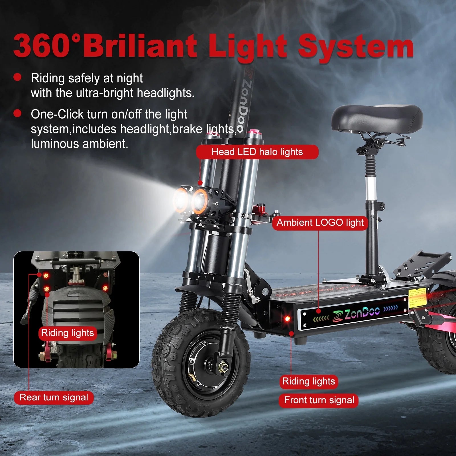 All Terrain Adults 54 Mph Electric Scooter with Seat, 50.00 in X 24.00 in X 55.00 In, 150 Lb
