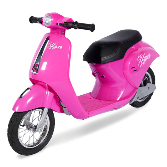 Hyper 24V Retro Electric Scooter with Easy Twist Throttle for Ages 13+, Pink