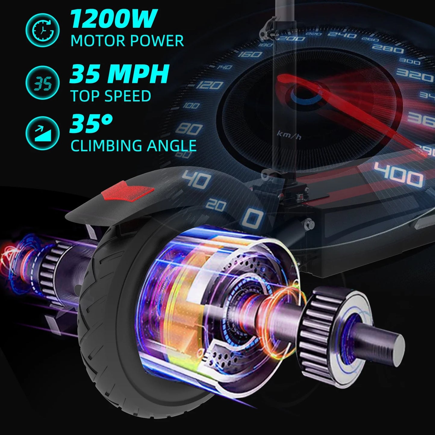 Electric Scooter with Seat for Adults,35 MPH MAX Speed ,1200W Foldable Escooter, 10 Inch Street Tire